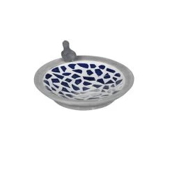 Stenen Vogelbadje Rond Met Mozaïek