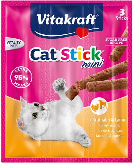 Vitakraft Catstick Mini Kalkoen Lam 3 Vitakraft Catstick Mini Kalkoen Lam