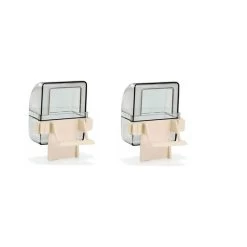 Beeztees Plastic Vogelvoer- En Waterbakje Beige 2 Stuks